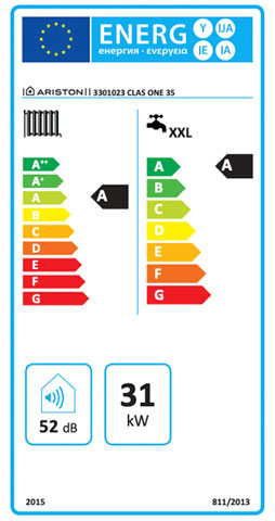 etiqueta de eficiencia energetica caldera ariston clas one 35 ff